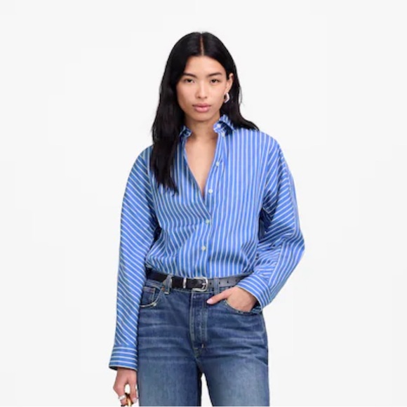 Madewell Poplin Oversized Long Button-Up Shirt - Picture 2 of 7